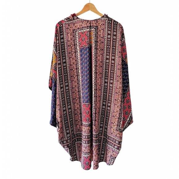 Umgee Mix Block Print Boho Patchwork Open Front Kimono Duster Plus Size 1XL/2XL - Picture 4 of 6